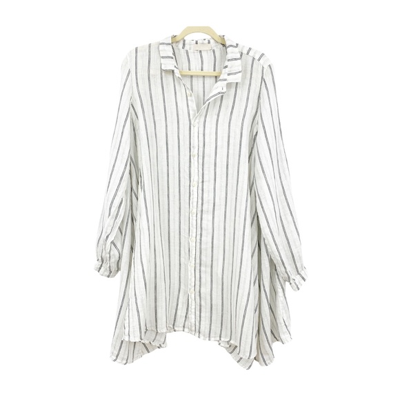 CP Shades Dresses & Skirts - CP Shades Linen Striped Tunic Shirtdress Sz L